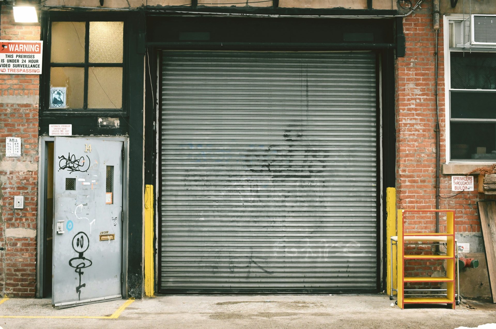black roll up door closed